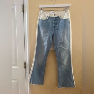 FRAME Le crop Mini Boot Two-Tone Blue and White Women's Jeans, size 26